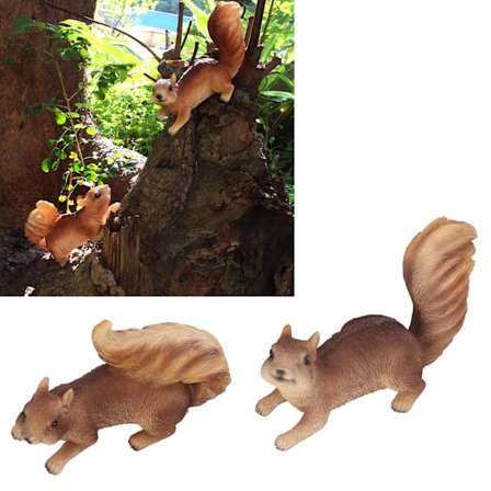 2 stk. Havefigur af Resin til Haven - Flotte Simulerede Dyrefigurer til Terrasse, Baghave