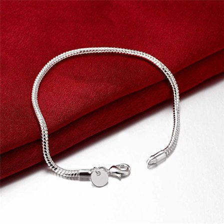 925 Sterling Sølv Smykker 3mm Slangekjede Armbånd for Menn Kvinner Mote Smykker