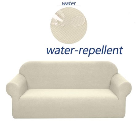 Beige Tjock Sammets Soffaöverdrag 3-sits Super Stretch Soffa