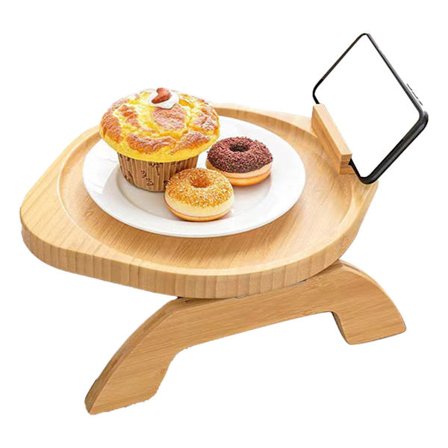 Burlywood Bambus Sammenklappeligt Sofa Bakke Armbord til Snacks Hjem Kollegium