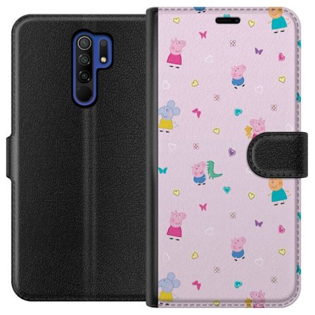 Yhteensopiva Lompakkokotelo Xiaomi Redmi 9 Äiti Porsas vauvan rakastava Peppa Pig -kuvitus pehmeissä väreissä lapsiaiheisiin