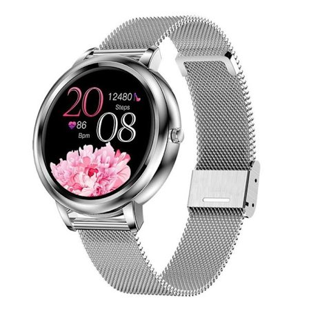 Smartklocka för kvinnor med telefonfunktion 1,32 tum HD full touchskärm, silver
