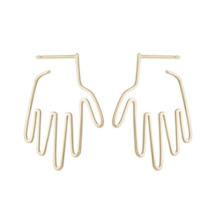 Coola Örhängen i Guld Färg - Geometriska Konturer i form av Händer / Hand / Fingrar