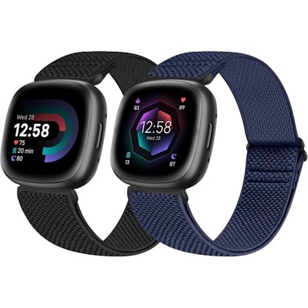 Joustava kellon ranneke Fitbit Versa 4/Versa 3 - Säädettävä nylon (2 kpl)