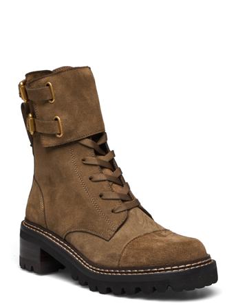 Mallory Ankle Boot Shoes Boots Ankle Boots Ankle Boot - Heel Khakigrön See By Chloé
