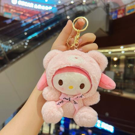 Plush Nøkkelring Kawaii Sanrio Anime Tegneserie Henger Tilbehør Søt Dukke Leke Katt Gaver