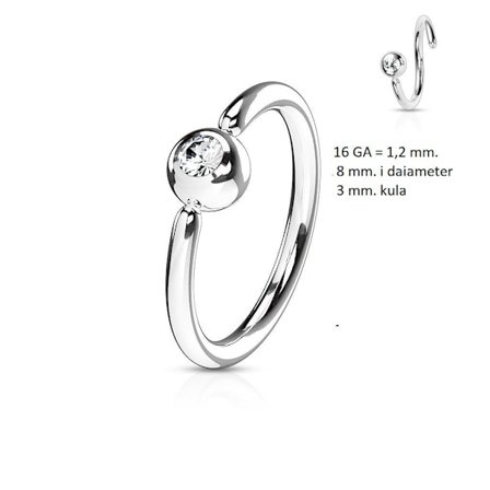 Flexibel BCR Piercing i Titanium IP 316L kirurgiskt stål 16GA-8 mm Ø