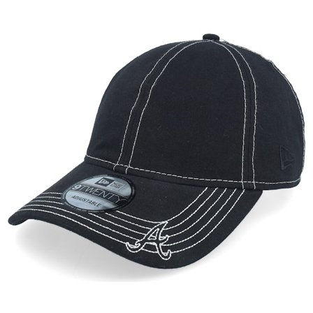 New Era - MLB Schwarz Unconstructed Cap - Atlanta Braves Contrast Stitch 9TWENTY Black Dad Cap @ Hatstore