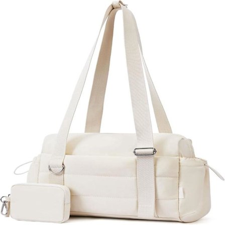 Mini sportsbag for kvinner, beige - Skaporganisator kompatibel med trening og treningsstudio