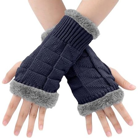 Fingerlösa handskar för kvinnor - Tjocka stickade vintervantar Ar