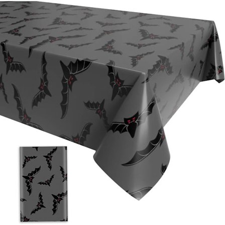 1 stk. Grå flaggermus plast Halloween-bordsduk, stort rektangulært bord