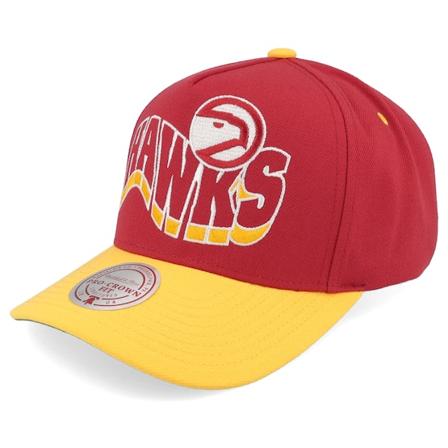Mitchell & Ness - NBA Rød adjustable Caps - Atlanta Hawks Wavy Pro Red/Yellow A-frame Adjustable @ Hatstore