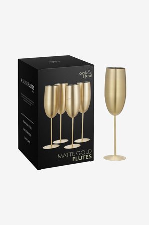 Oak & Steel - Champagneglas mat 4-pak - Guld - Vinglas - Fra Homeroom