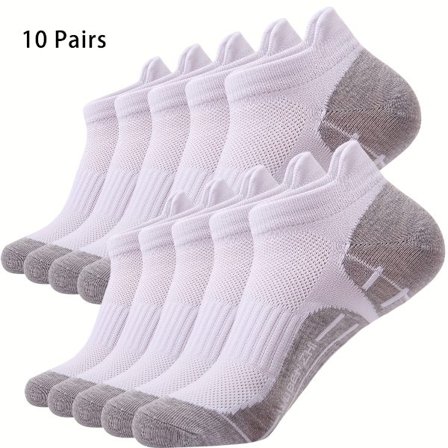 10 Par Unisex Pustende Løpesokker i Mesh med Anti-Friksjon Hældesign - Stripet Mønster, Maskinvaskbare