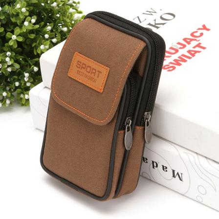 Miesten naiset Fanny Pack -vyölaukku 6,5 tuuman matkapuhelimen vyön kulutusta kestävä rakennustyömaavyö phone case Vertical brown