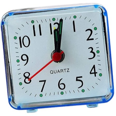 Mini fyrkantig kvarts klocka resealarm sängbord hem bordsklocka - blå