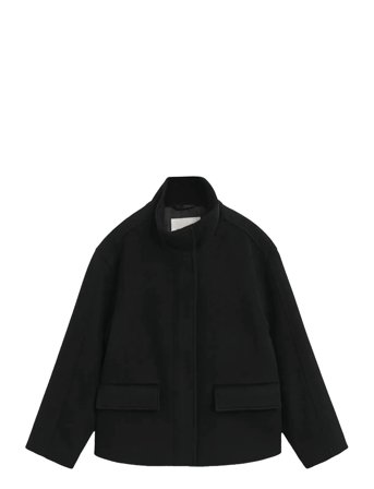 Short Wool Jacket With Zip Black GANT