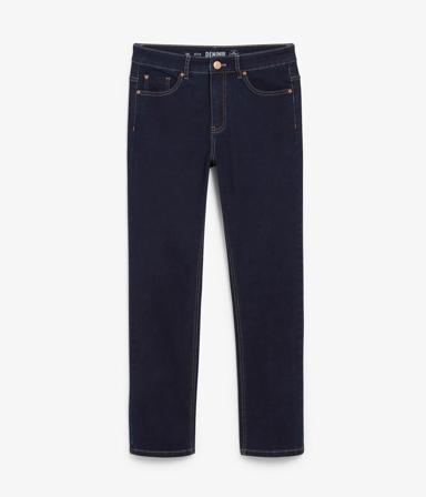 Suorat farkut, keskitason vyötärö | Tumma denim | Naiset | Kappahl