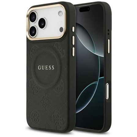 Guess Peony Hot Stamp MagSafe-etui for iPhone 17 Pro Max - svart