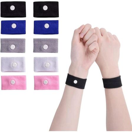 5 par anti-kvalme rejse akupressur armbånd til motionslindringsbånd bevægelsessyge til dine bilture, flyrejser ferier voksne og børn