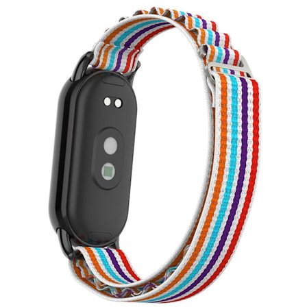 Nylon armband för Xiaomi Smart Band 8 Justerbar ersättningsarmband med svart kontakt