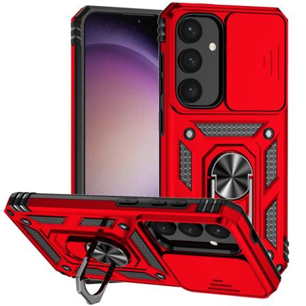 SKALO Samsung S24 Armor hybridi metallirengas kameran liukus di Red