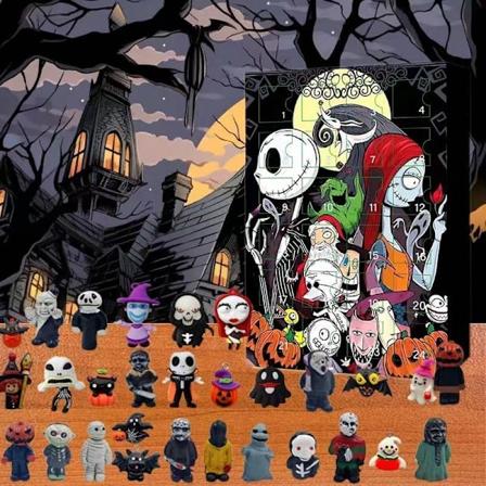 Halloween-seikkailukalenteri 2024 Päivitetty seikkailukalenteri, Painajainen, Kalenteri sisältää 24 lahjaa, Halloween pelottava nukke kauhuhahmot 