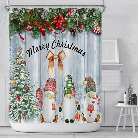 Jul Duschdraperi Badrum Röd Och Svart Schackbräda Bil Snöfestival Badkar Dekoration Tall Diamant 180x180cm (stil 1)