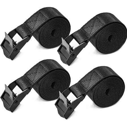 4-delt sett med stropper, 2,5CM * 2M, kraftige stropper med justerbar kamspenne, brukes til å binde og feste bilbagasje og hagetelt