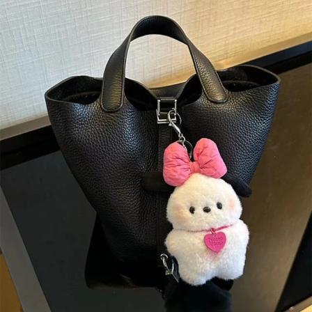 Suloinen Sanrio Avaimenperä Pehmo Pochacco Auto avaimenperä nukke sarjakuva laukku riipus Pochacco rusetti poskipuna tarvikkeet