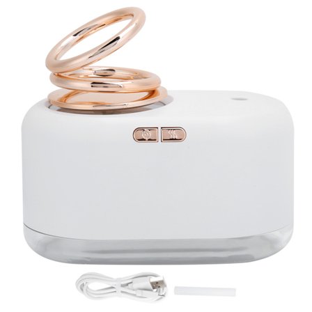 Opphengt dobbeltring mini skrivebordsluftfukter fargerikt lys luftforstøver hvit