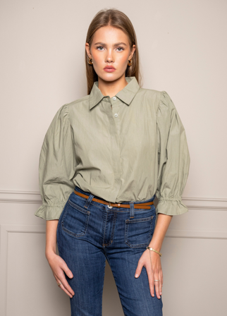 MISSMAYA - Amy Shirt Sage Poplin - XL