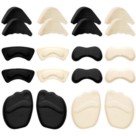 10 par blisterbeskyttelse - tåputer i svamp og forfotputer - smertelindring for høye hæler - forebygger blemmer