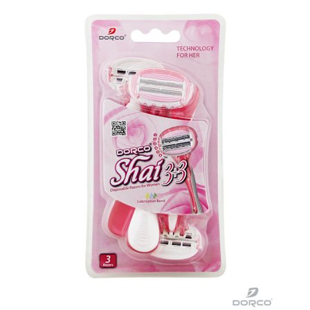 Rakhyvel för kvinnor, tjejer 3-pack Dorco Shai 3+3 bladig