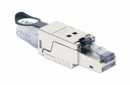 INTELLINET INT Cat6a STP Tooless RJ 45 Modular Field Plug, w-Pull Ring
