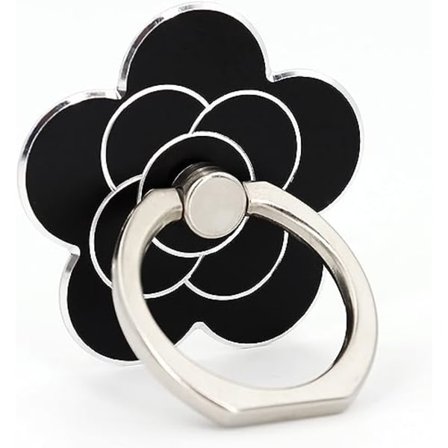 Mobiltelefon Ringholder Blomster Finger Ring Grip Stativ 360° Rotation 180° Flip Universal Kickstand Kompatibel med Alle Smartphones (Sort)