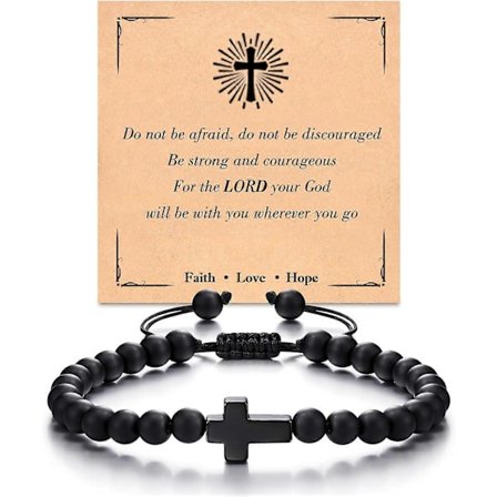 Korsarmbånd til Mænd, Kristne Gaver til Mænd, Kors Smykker Religiøse Gaver til Mænd Mand Kæreste Søn Bror Børnebørn, Påske, Jul, Fødselsdag