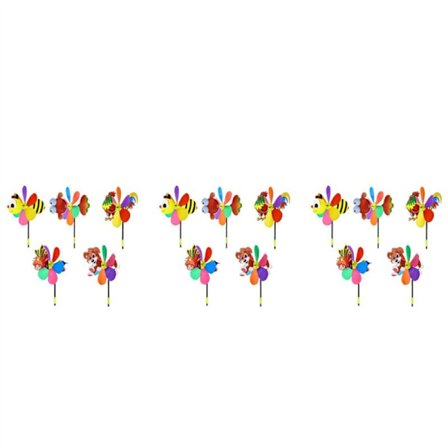 15 stk vindmølleserie fargerik vindspinner 3D dyre vindmølle hagepynt for utendørs hage plen patio dekor og fest