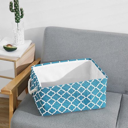 Taitettava säilytyslaatikko pellavaompeleilla, kangassäilytyskori, säilytyslaatikko puuvillaköysikahvoilla, säilytyskubikkopussi lasten leluille 