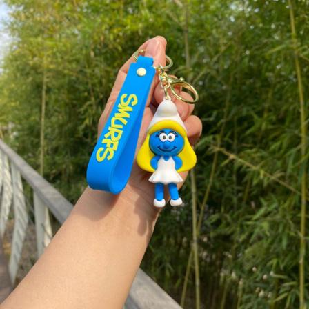 Söt tecknad Smurfs docka nyckelring 3