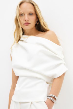 NA-KD Sculptural Scuba Top - Ærmeløse toppe - Råhvid - XL