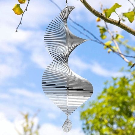 QU) Hagedekorasjon - 3D vindspill - Oval metallspiral vindspinner