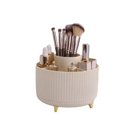 360° Roterande Sminkborsteorganisatör Med Lock