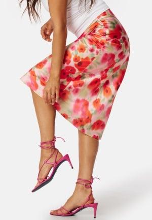 VILA Vidinna High Waist printed skirt 38 Beige/Red Midihameet Dam