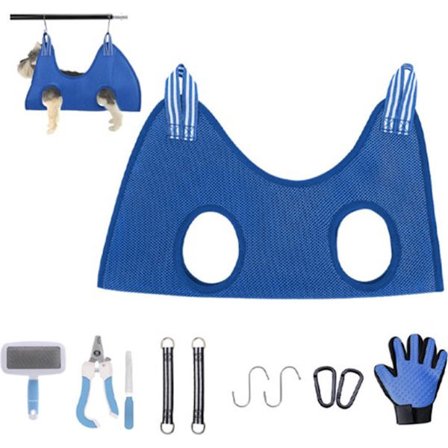 Katte, Hunde Hængepose - 11-delt Sæt til Kæledyrspleje - Hængekøje - For Nem Negleklipning - Størrelse S