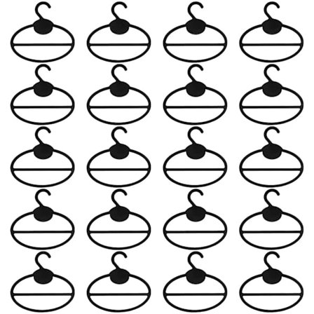 20x Tørklædeophæng Oval Plastik Bøjle Opbevaringsbøjle Sort Størrelse: 13,5cm (længde) 12,5cm (diameter) 13,5cm (højde) x 1,9cm (krogeåbning