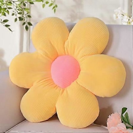 Hvit Blomsterpute, Estetisk Gulvpute for Soverom, Dekorativ Tusenfrydpute for Barnerom, Preppy Dekor, Sofapute [db]