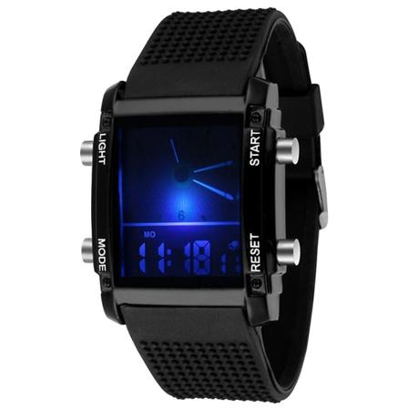 Udendørs LED Lysende Digitalt Ur Dobbelt-display Sports Armbåndsur Til Mænd Kvinder (sort)Sort25*4cm Black 25*4cm