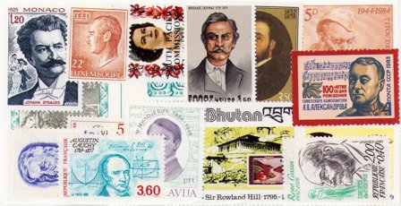 Berømte personer - Frimærkepakke - Postfrisk