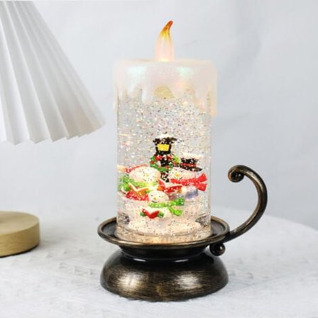 Batteridrevne LED-lys for jul, juledekorasjon, flytende lys, flammefrie, varmt hvite lys, snømann